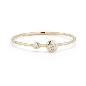 #2578 Nephora 14K Yellow Gold Two Bezel Diamond Ring size 6.25